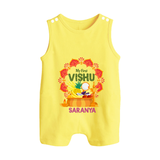 My First Vishu Saranya Personalized Baby BUTTON ROMPER – Festive Vishu Mandala Outfit - PASTEL YELLOW - New Born (Chest 18")