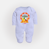 My First Vishu Saranya Personalized Baby FULL BODY SUIT – Festive Vishu Mandala Outfit - BABY BLUE - New Born (Chest 7.5")