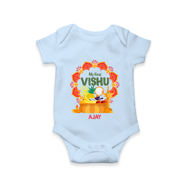 My First Vishu Saranya Personalized Baby Romper – Festive Vishu Mandala Outfit - BABY BLUE - New Born (Chest 14")