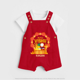 My First Vishu Saranya Personalized Baby DUNGAREE – Festive Vishu Mandala Outfit - RED - 0 - 5 Months Old (Chest 18")