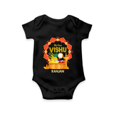 My First Vishu Saranya Personalized Baby Romper – Festive Vishu Mandala Outfit - BLACK - New Born (Chest 14")