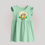 My First Vishu Baby BABY FROCK – Krishna Vishu Celebration Theme - MINT GREEN - 0 - 3 Months Old (Chest 17")