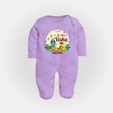 My First Vishu Baby FULL BODY SUIT – Krishna Vishu Celebration Theme - LILAC - New Born (Chest 7.5")
