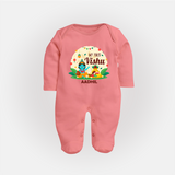 My First Vishu Baby FULL BODY SUIT – Krishna Vishu Celebration Theme - PEACH - New Born (Chest 7.5")