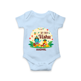 My First Vishu Baby Romper – Krishna Vishu Celebration Theme - BABY BLUE - New Born (Chest 14")