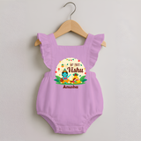 My First Vishu Baby ROMPER FROCK – Krishna Vishu Celebration Theme - BABY PINK - 0 - 3 Months Old (Chest 19")