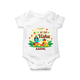 My First Vishu Baby Romper – Krishna Vishu Celebration Theme - WHITE - New Born (Chest 14")
