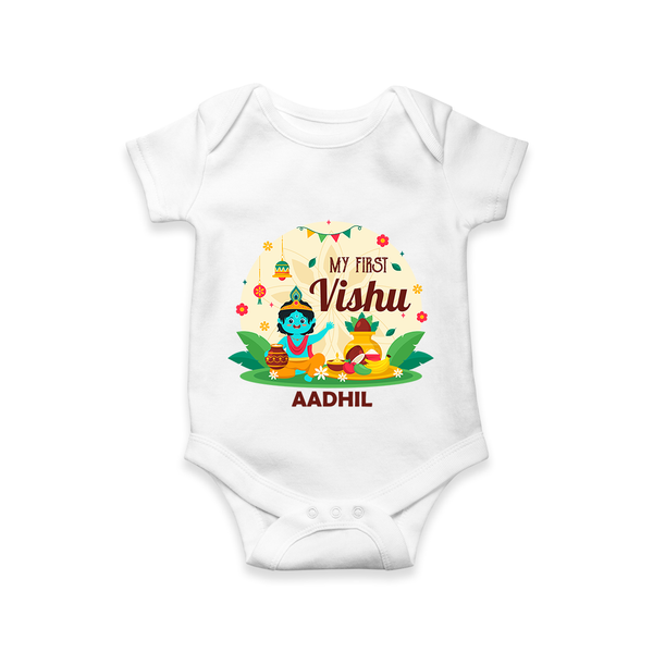 My First Vishu Baby Romper – Krishna Vishu Celebration Theme - WHITE - New Born (Chest 14")