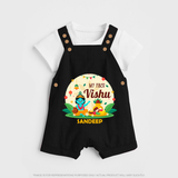 My First Vishu Baby DUNGAREE – Krishna Vishu Celebration Theme - BLACK - 0 - 5 Months Old (Chest 18")