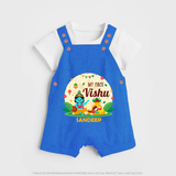 My First Vishu Baby DUNGAREE – Krishna Vishu Celebration Theme - COBALT BLUE - 0 - 5 Months Old (Chest 18")