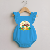 My First Vishu Baby ROMPER FROCK – Krishna Vishu Celebration Theme - SKY BLUE - 0 - 3 Months Old (Chest 19")