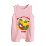 My First Vishu Baby BUTTON ROMPER – Vishu Fruits & Kani Theme - BABY PINK - New Born (Chest 18")