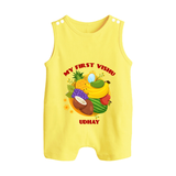 My First Vishu Baby BUTTON ROMPER – Vishu Fruits & Kani Theme - PASTEL YELLOW - New Born (Chest 18")