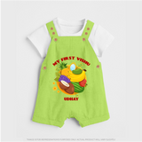 My First Vishu Baby DUNGAREE – Vishu Fruits & Kani Theme - GREEN - 0 - 5 Months Old (Chest 18")