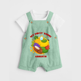 My First Vishu Baby DUNGAREE – Vishu Fruits & Kani Theme - MINT GREEN - 0 - 5 Months Old (Chest 18")
