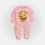 My First Vishu Baby FULL BODY SUIT – Vishu Fruits & Kani Theme - BABY PINK - New Born (Chest 7.5")