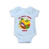 My First Vishu Baby Romper – Vishu Fruits & Kani Theme - BABY BLUE - New Born (Chest 14")