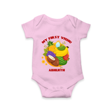 My First Vishu Baby Romper – Vishu Fruits & Kani Theme - BABY PINK - New Born (Chest 14")