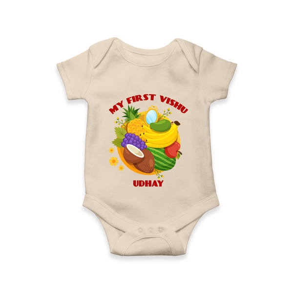 My First Vishu Baby Romper – Vishu Fruits & Kani Theme - IVORY - New Born (Chest 14")