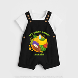 My First Vishu Baby DUNGAREE – Vishu Fruits & Kani Theme - BLACK - 0 - 5 Months Old (Chest 18")