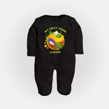 My First Vishu Baby FULL BODY SUIT – Vishu Fruits & Kani Theme - BLACK - New Born (Chest 7.5")