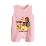 My First Vishu Baby BUTTON ROMPER – Traditional Vishu Family Celebration Theme - BABY PINK - New Born (Chest 18")