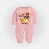My First Vishu Baby FULL BODY SUIT – Traditional Vishu Family Celebration Theme - BABY PINK - New Born (Chest 7.5")