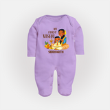My First Vishu Baby FULL BODY SUIT – Traditional Vishu Family Celebration Theme - LILAC - New Born (Chest 7.5")