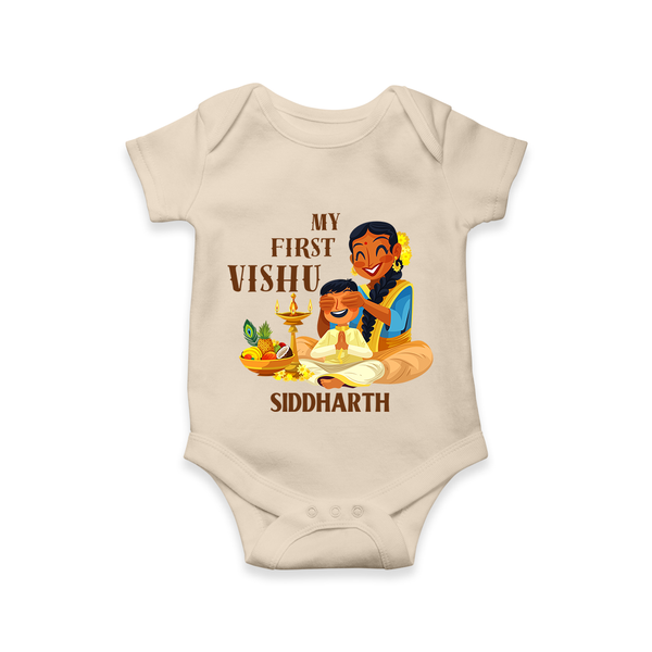 My First Vishu Baby Romper – Traditional Vishu Family Celebration Theme - IVORY - New Born (Chest 14")