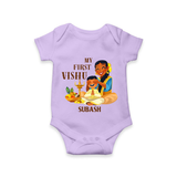 My First Vishu Baby Romper – Traditional Vishu Family Celebration Theme - LILAC - New Born (Chest 14")