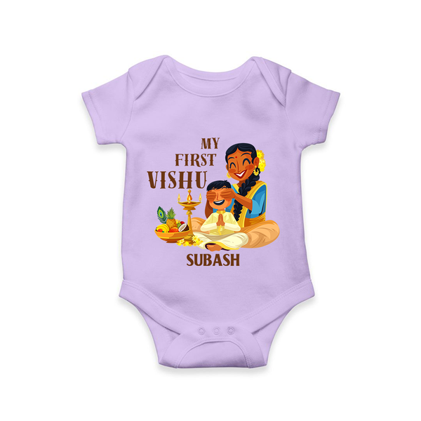 My First Vishu Baby Romper – Traditional Vishu Family Celebration Theme - LILAC - New Born (Chest 14")