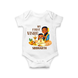 My First Vishu Baby Romper – Traditional Vishu Family Celebration Theme - WHITE - New Born (Chest 14")