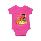 My First Vishu Baby Romper – Traditional Vishu Family Celebration Theme - HOT PINK - New Born (Chest 14")