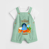 My First Vishu Baby DUNGAREE – Baby Krishna Vishu Theme - MINT GREEN - 0 - 5 Months Old (Chest 18")