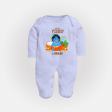 My First Vishu Baby FULL BODY SUIT – Baby Krishna Vishu Theme - BABY BLUE - New Born (Chest 7.5")