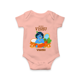 My First Vishu Baby Romper – Baby Krishna Vishu Theme - PEACH - New Born (Chest 14")