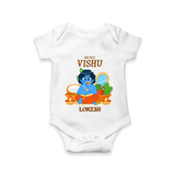 My First Vishu Baby Romper – Baby Krishna Vishu Theme - WHITE - New Born (Chest 14")