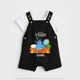 My First Vishu Baby DUNGAREE – Baby Krishna Vishu Theme - BLACK - 0 - 5 Months Old (Chest 18")