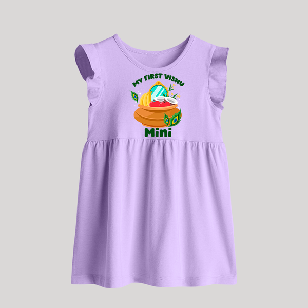 My First Vishu Baby BABY FROCK – Vishu Kani Pot & Mirror Theme - LILAC - 0 - 3 Months Old (Chest 17")