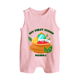 My First Vishu Baby BUTTON ROMPER – Vishu Kani Pot & Mirror Theme - BABY PINK - New Born (Chest 18")