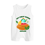 My First Vishu Baby BUTTON ROMPER – Vishu Kani Pot & Mirror Theme - WHITE - New Born (Chest 18")