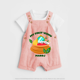 My First Vishu Baby DUNGAREE – Vishu Kani Pot & Mirror Theme - PEACH - 0 - 5 Months Old (Chest 18")