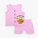 My First Vishu Baby Jabla – Vishu Kani Pot & Mirror Theme - BABY PINK - 0 - 3 Months Old (Chest 9.8")