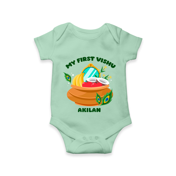My First Vishu Baby Romper – Vishu Kani Pot & Mirror Theme - MINT GREEN - New Born (Chest 14")