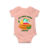 My First Vishu Baby Romper – Vishu Kani Pot & Mirror Theme - PEACH - New Born (Chest 14")