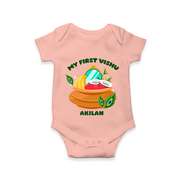 My First Vishu Baby Romper – Vishu Kani Pot & Mirror Theme - PEACH - New Born (Chest 14")