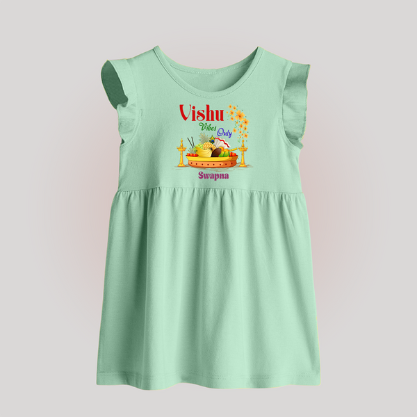 Vishu Vibes Only Baby BABY FROCK – Traditional Vishu Kani Theme - MINT GREEN - 0 - 3 Months Old (Chest 17")