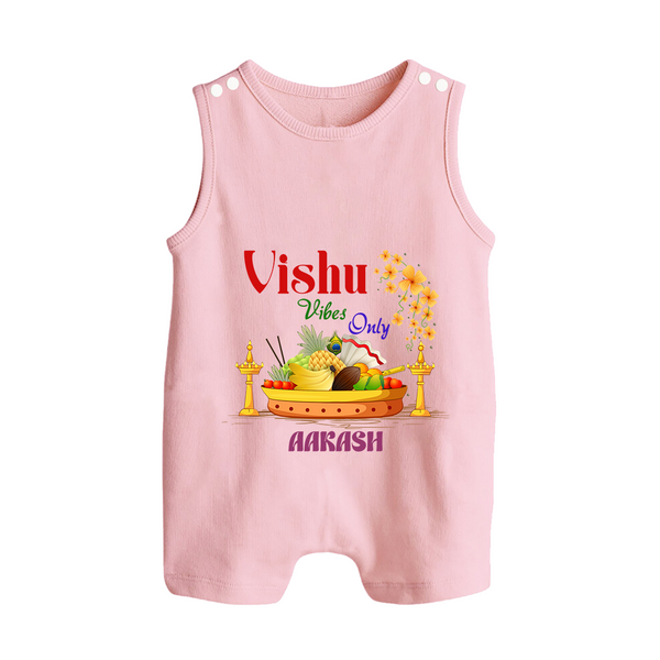 Vishu Vibes Only Baby BUTTON ROMPER – Traditional Vishu Kani Theme - BABY PINK - New Born (Chest 18")