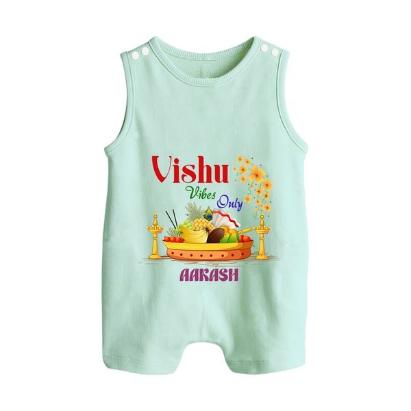 Vishu Vibes Only Baby BUTTON ROMPER – Traditional Vishu Kani Theme - MINT GREEN - New Born (Chest 18")