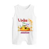 Vishu Vibes Only Baby BUTTON ROMPER – Traditional Vishu Kani Theme - WHITE - New Born (Chest 18")